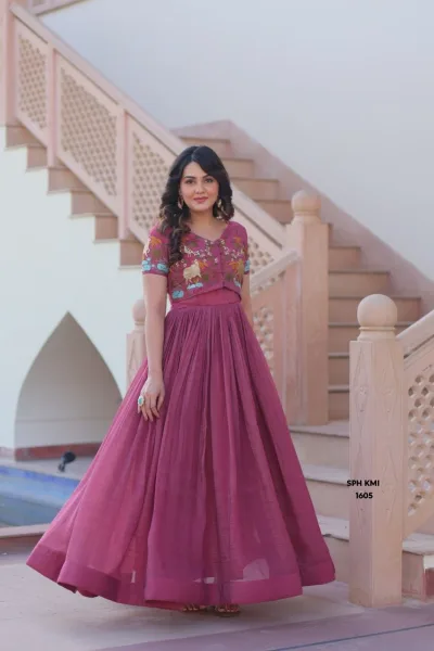 Rani Pink Designer Koti Cotton Gown